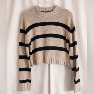 Salty Crew Beige and Black Striped Sweater. Size Medium